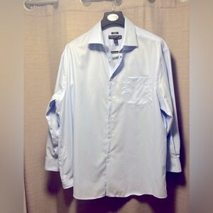 Pronto Uomo Mens Executive Fit Dress Shirt 100% Cotton Light Blue Size 18 32-33